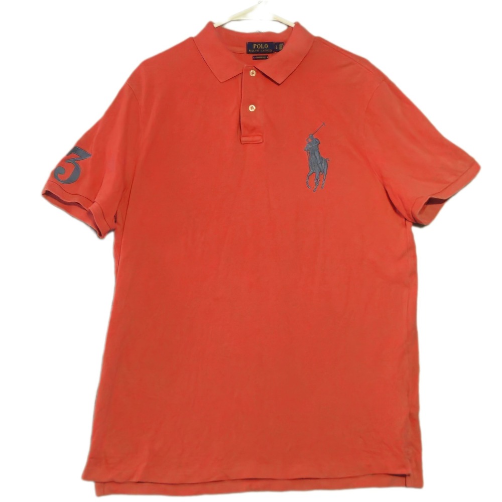 Polo Ralph Lauren Polo Shirt Mens Large Salmon Orange Big Pony Classic Fit